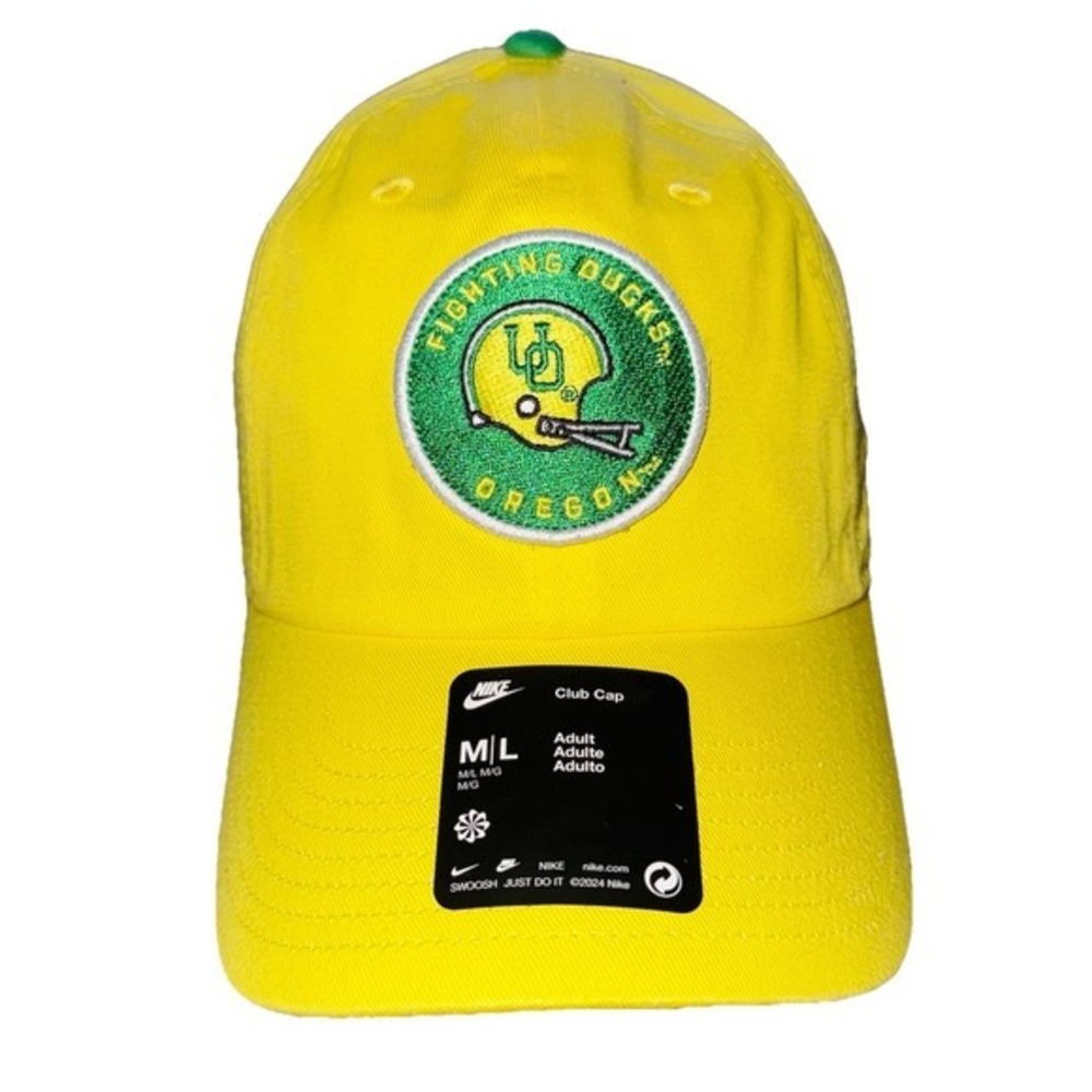 Nike Oregon Ducks Club Cap Hat M/L NWT Green Underbrim Yellow Fighting Ducks New